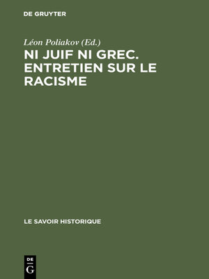 cover image of Ni juif ni grec. Entretien sur le racisme